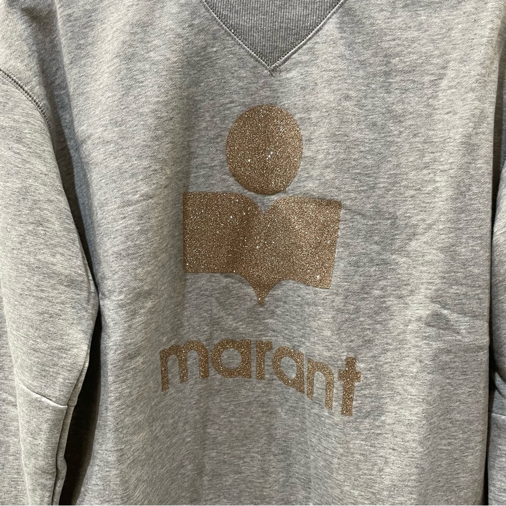 Isabel Marant Heather Gray Sweatshirt with Brown Logo - Picture 7 of 9
